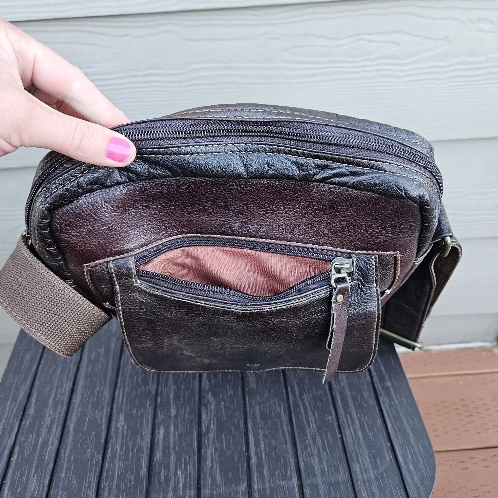 Colombian Leather Dark Brown Crossbody Bag Purse Men's Tote Satchel Quality Bag